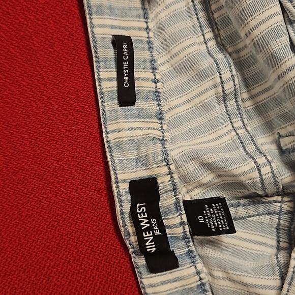 Nine West 'Chrystie Capri' size 10 striped light wash blue EUC - Picture 3 of 9